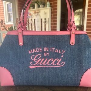 Gucci Denim and Pink Shoulder Bag